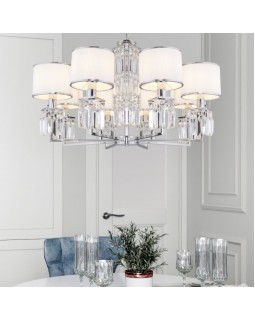 Подвесная люстра Eurosvet 10099/8 хром/прозрачный хрусталь Strotskis (новый абажур)-foto4