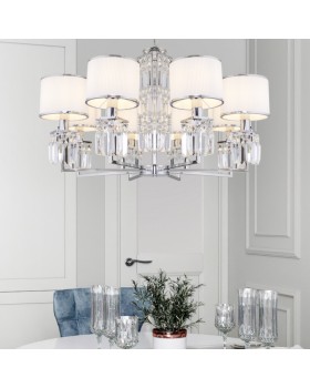 Подвесная люстра Eurosvet 10099/8 хром/прозрачный хрусталь Strotskis (новый абажур)-foto4