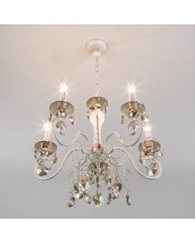 Подвесная люстра Eurosvet 10104/5 белый с золотом/тонированный хрусталь Strotskis-foto2