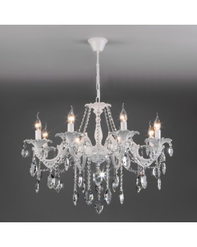 Подвесная люстра Eurosvet 10108/8 белый/прозрачный хрусталь Strotskis-foto2