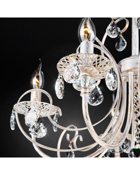 Подвесная люстра Eurosvet 3305/5 белый с золотом/прозрачный хрусталь Strotskis-foto2