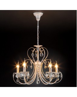 Подвесная люстра Eurosvet 3305/5 белый с золотом/прозрачный хрусталь Strotskis-foto4