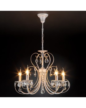 Подвесная люстра Eurosvet 3305/5 белый с золотом/прозрачный хрусталь Strotskis-foto4