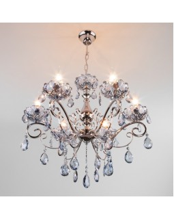 Подвесная люстра Eurosvet 10109/6 хром/лазурный хрусталь Strotskis-foto3