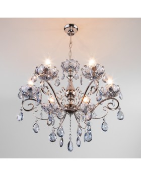 Подвесная люстра Eurosvet 10109/6 хром/лазурный хрусталь Strotskis-foto3