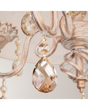 Подвесная люстра Eurosvet 10008/4 белый с золотом/тонированный хрусталь Strotskis-foto4