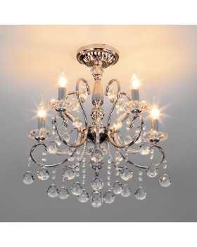 Подвесная люстра Eurosvet 10096/5 хром/прозрачный хрусталь Strotskis-foto3