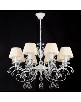Подвесная люстра Eurosvet 10058/8 белый с золотом/прозрачный хрусталь Strotskis-foto2