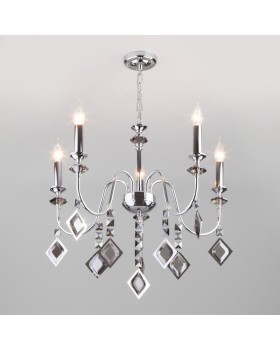 Подвесная люстра Eurosvet 10120/5 хром/дымчатый хрусталь Strotskis Smart (10110/5)-foto3