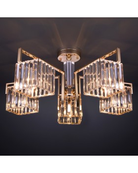 Люстра на штанге Eurosvet 10126/5 золото/прозрачный хрусталь Strotskis Smart (10117/5)-foto3