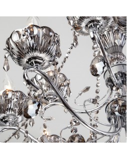 Подвесная люстра Eurosvet 10103/12 хром/дымчатый хрусталь Strotskis-foto3