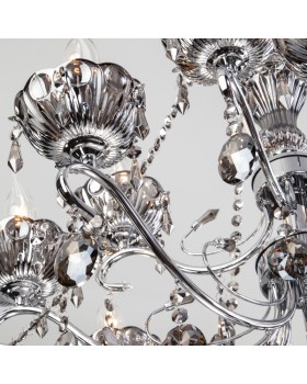 Подвесная люстра Eurosvet 10103/12 хром/дымчатый хрусталь Strotskis-foto3