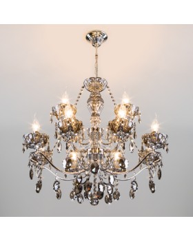 Подвесная люстра Eurosvet 10103/12 хром/дымчатый хрусталь Strotskis-foto5