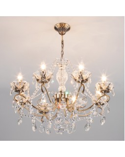 Подвесная люстра Eurosvet 10103/8 античная бронза/прозрачный хрусталь Strotskis-foto3