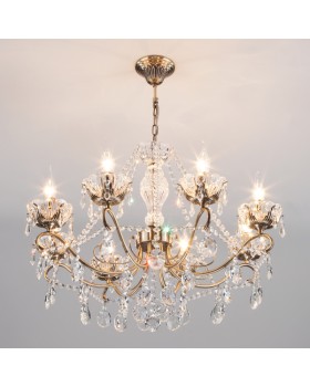 Подвесная люстра Eurosvet 10103/8 античная бронза/прозрачный хрусталь Strotskis-foto3