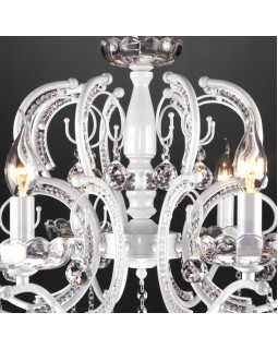 Подвесная люстра Eurosvet 10107/8 глянцевый белый/прозрачный хрусталь Strotskis-foto3
