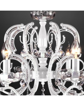 Подвесная люстра Eurosvet 10107/8 глянцевый белый/прозрачный хрусталь Strotskis-foto3