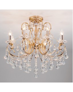 Подвесная люстра Eurosvet 10096/8 золото/прозрачный хрусталь Strotskis-foto3