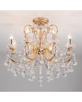 Подвесная люстра Eurosvet 10096/8 золото/прозрачный хрусталь Strotskis-foto3