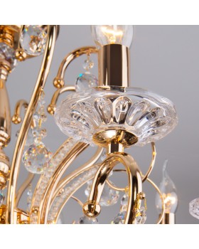 Подвесная люстра Eurosvet 10096/8 золото/прозрачный хрусталь Strotskis-foto4