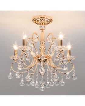 Подвесная люстра Eurosvet 10096/5 золото/прозрачный хрусталь Strotskis-foto3