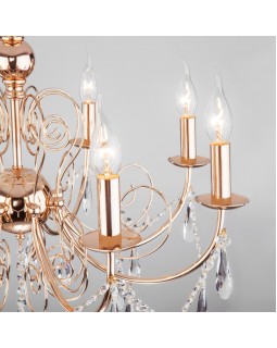 Подвесная люстра Eurosvet 10094/8 золото/прозрачный хрусталь Strotskis-foto4