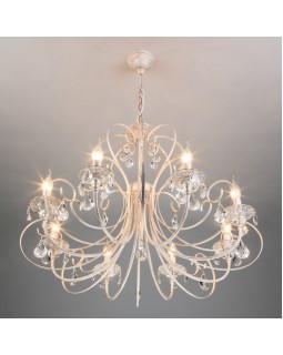 Подвесная люстра Eurosvet 3305/8 белый с золотом/прозрачный хрусталь Strotskis-foto4