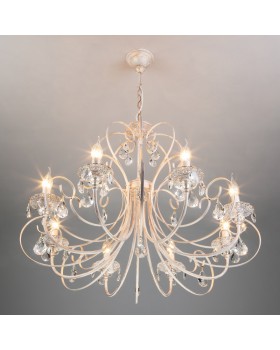 Подвесная люстра Eurosvet 3305/8 белый с золотом/прозрачный хрусталь Strotskis-foto4