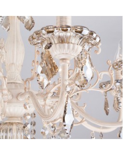 Подвесная люстра Eurosvet 3281/8 белый с золотом/тонированный хрусталь Strotskis-foto2